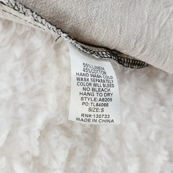 Blouse Size S Black Beige Ombre Linen Whimsycore Y2K Festival Edgy Soft Grunge - Picture 11 of 13